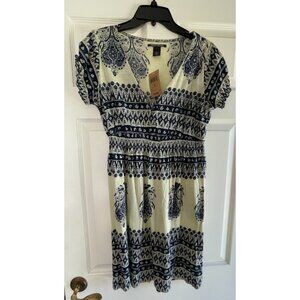 Women's Lucky Brand Blue & White Patterned Dress Size Medium NWT